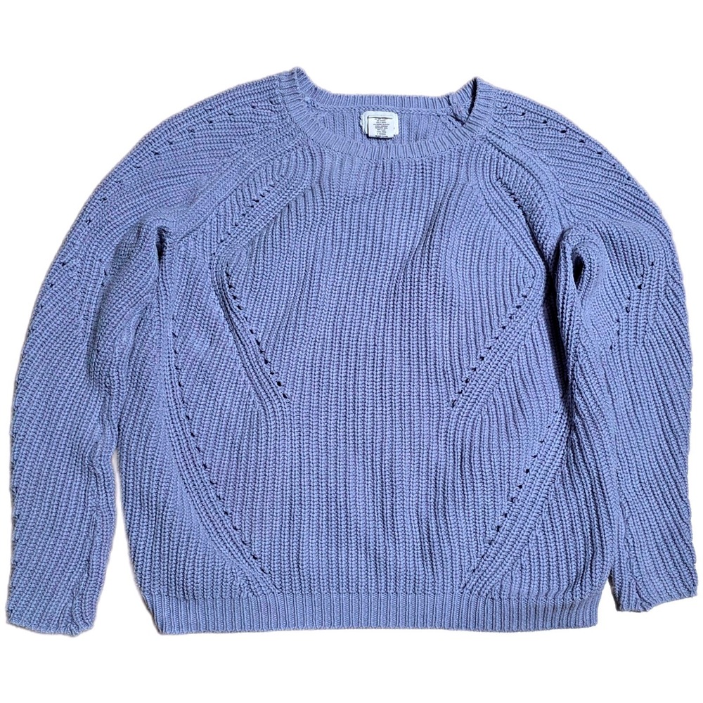 Andrea Jovine Diamond Knit Sweater Women's Size Medium Lavender‎ Relaxed Fit